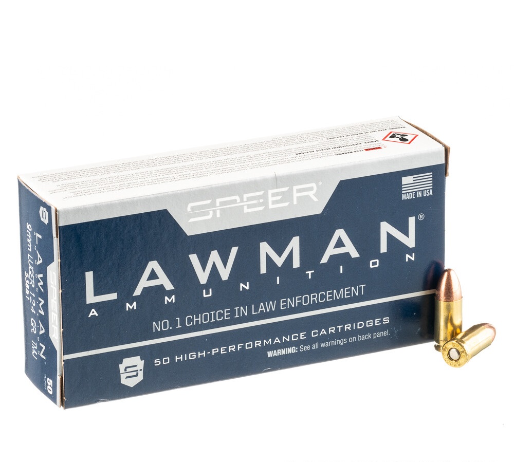 1000 Rounds of 9mm Ammo by Speer Lawman - 124gr TMJ