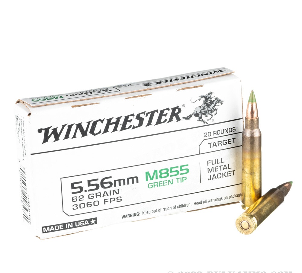 1000 Rounds of 5.56x45 Ammo by Winchester - 62gr FMJ M855