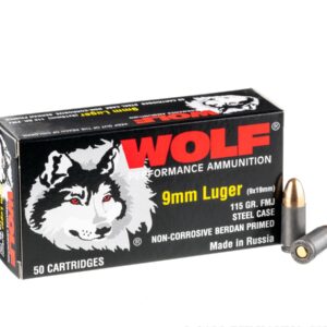 1000 Rounds of 9mm Ammo by Wolf Performance (Steel Case) - 115gr FMJ