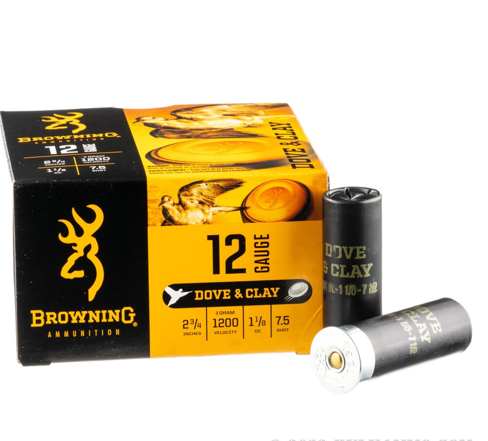 250 Rounds of 12ga Ammo by Browning - 1-1/8 Ounce #7.5 Shot