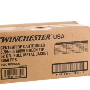 1000 Rounds of 5.56x45 Ammo by Winchester USA - 62gr FMJ M855
