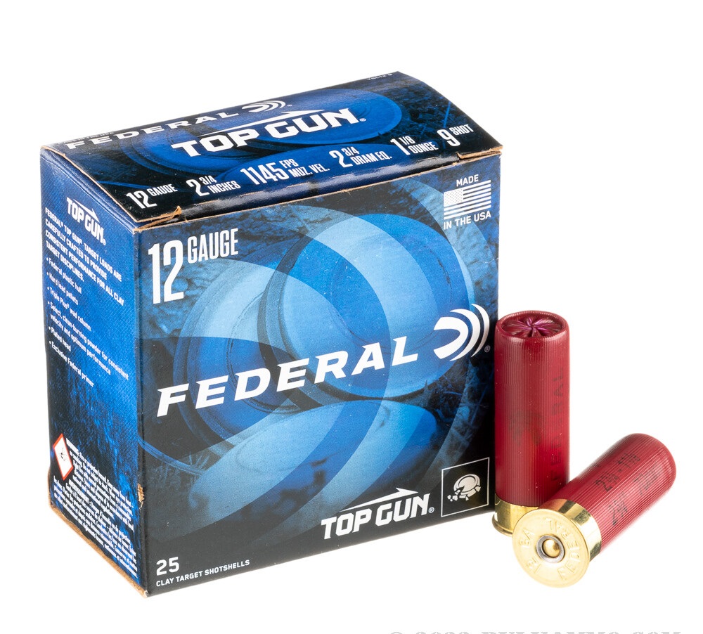 250 Rounds of 12ga Ammo by Federal Top Gun - 2-3/4" 1 1/8 ounce #9 shot