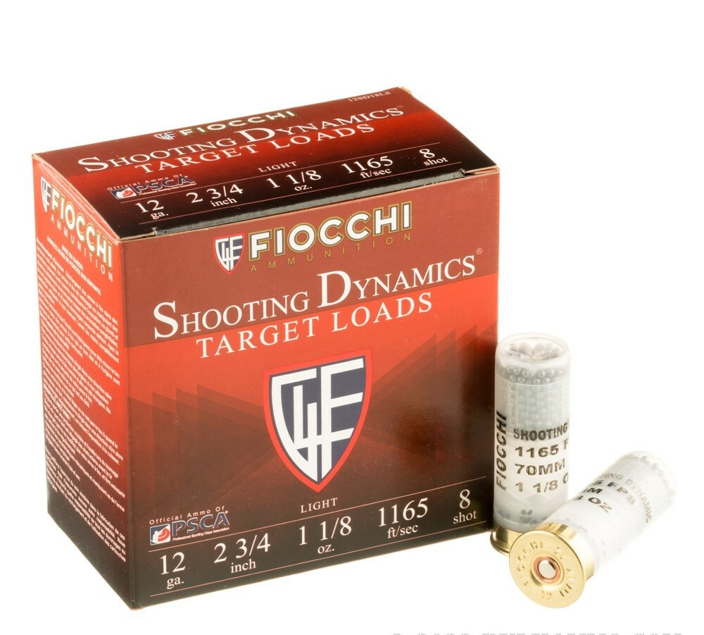 250 Rounds of 12ga Ammo by Fiocchi - 2-3/4" 1 1/8 ounce #8 shot